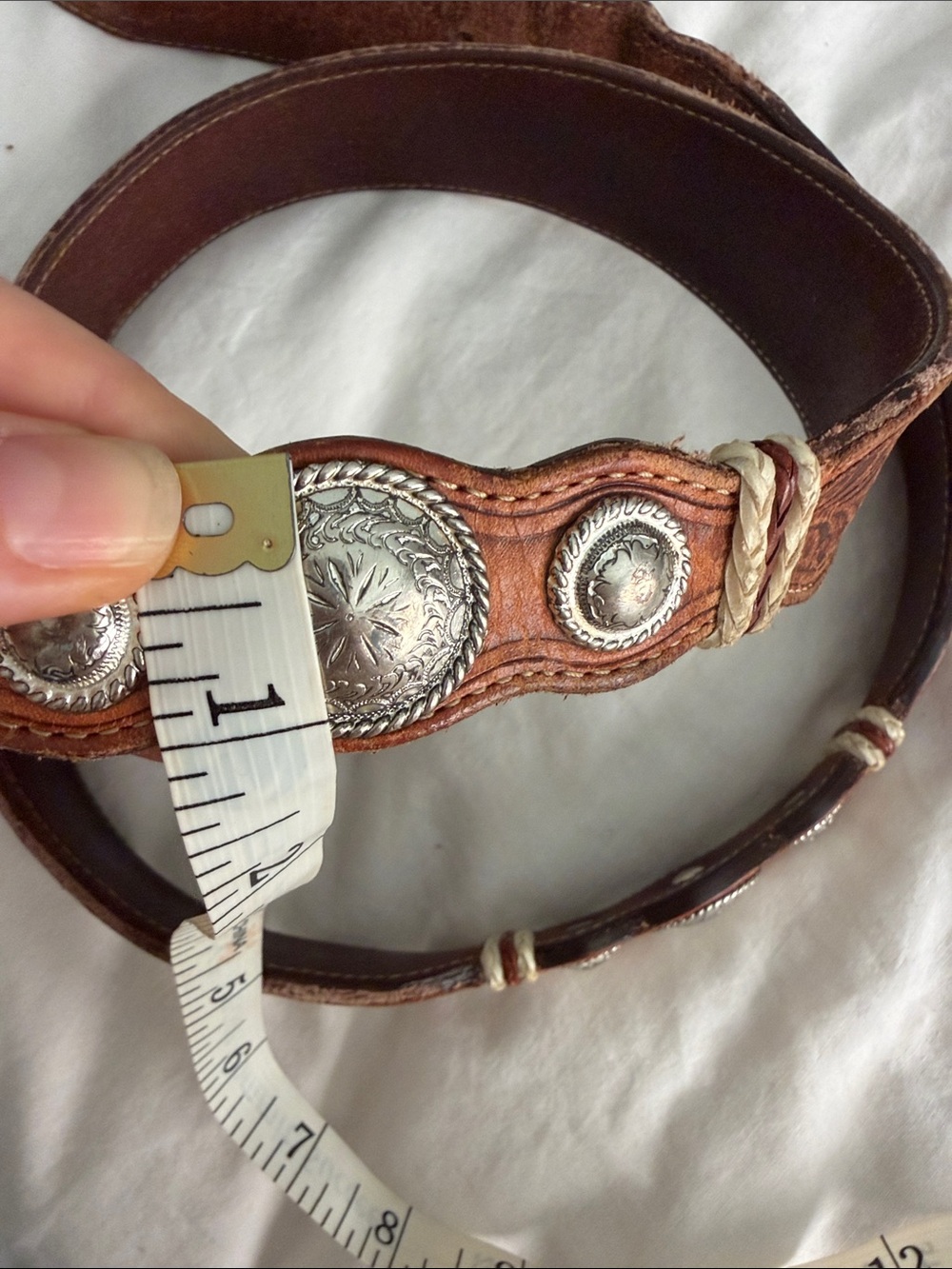 Tony Lama Brown Leather Belt with Concho - Picture 3 of 9